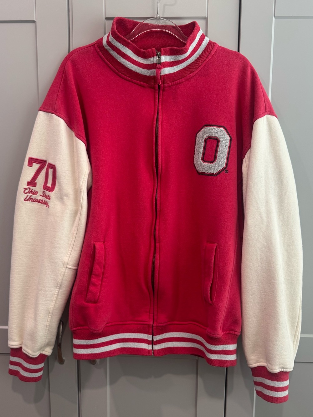 Colosseum Red and White Kids Varsity-Style Zip Jacket